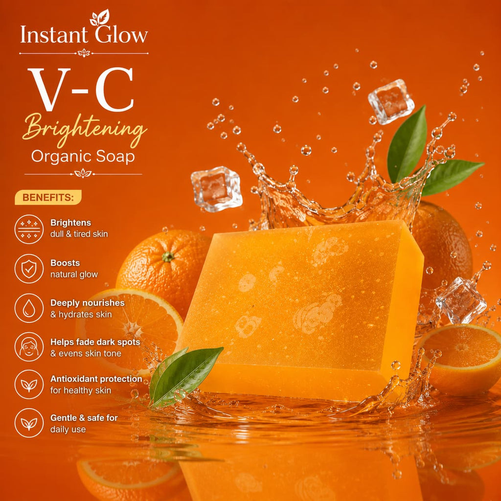 Instant Glow Vitamin C Brightening Soap – Organic Skin Brightening Soap for Glowing, Even-Toned & Healthy Looking Skin | Deep Cleansing & Daily Face & Body Care