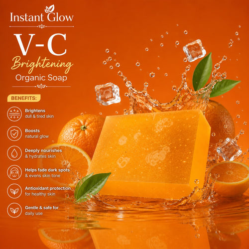 Instant Glow Vitamin C Brightening Soap – Organic Skin Brightening Soap for Glowing, Even-Toned & Healthy Looking Skin | Deep Cleansing & Daily Face & Body Care