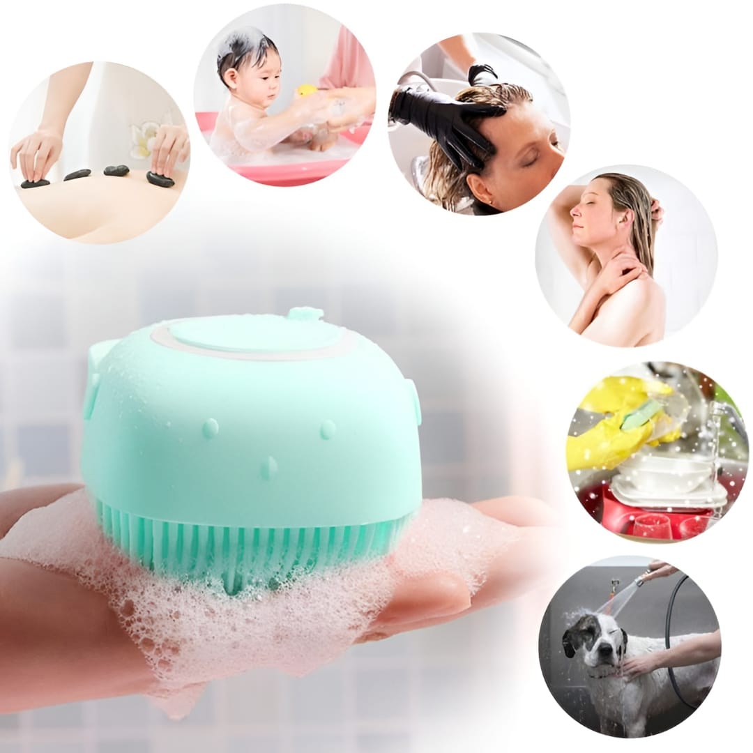 2-in-1 Silicone Bath Brush & Back Scrubber Combo Deal | Body Massage Bath Brush + Silicone Back Scrubber Belt
