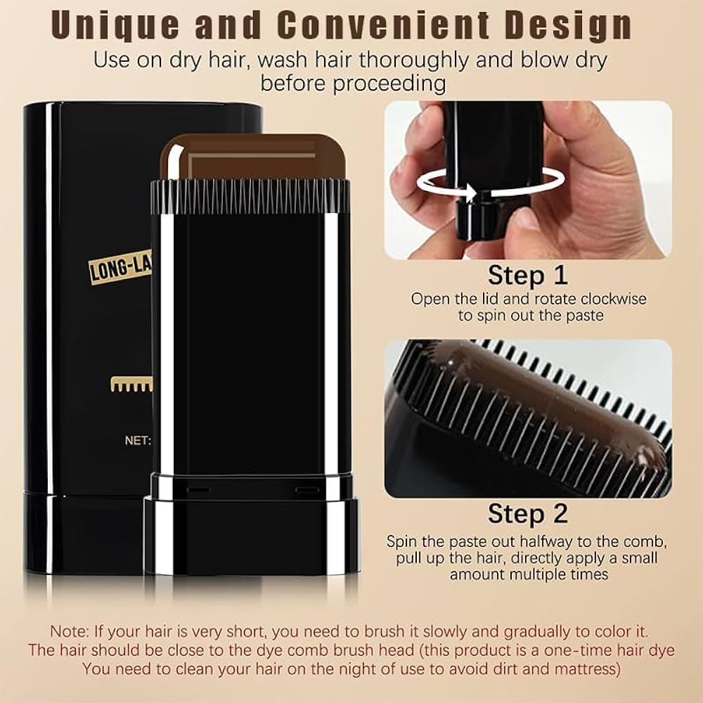Hair Color Stick Instant Root Touch-Up - Portable Solution For Quick And Easy Gray Hair Coverage And Temporary Root Concealing - 20g