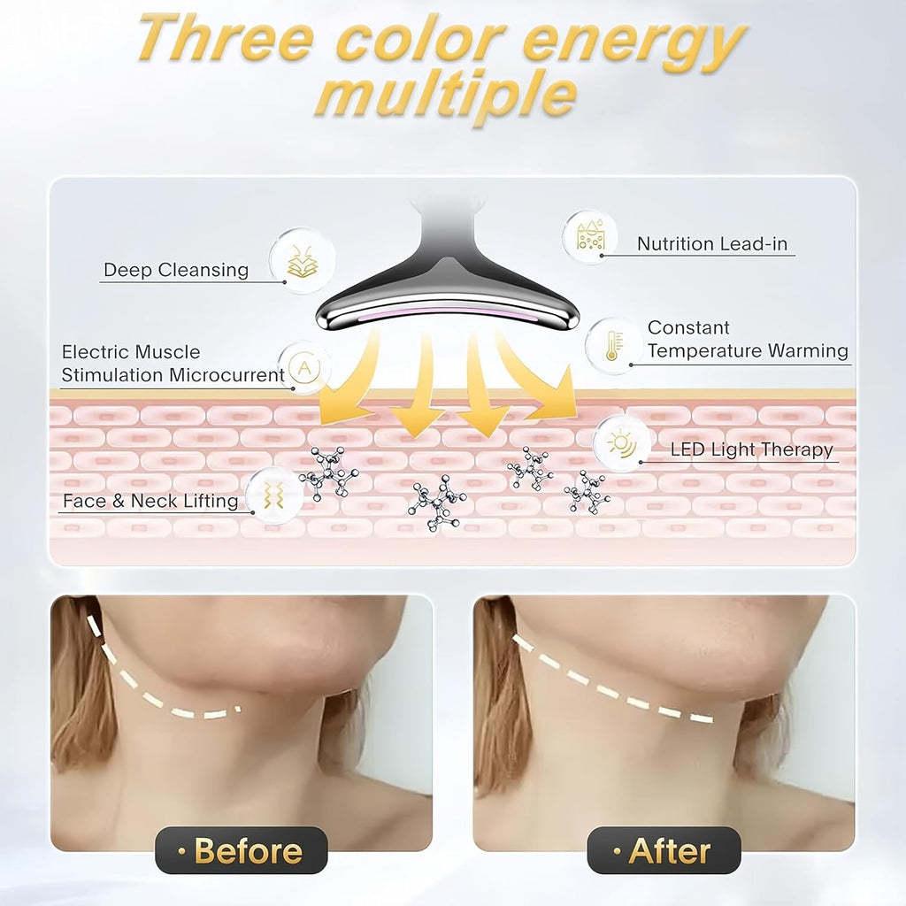 Vegena Face Massager Against Wrinkles, Face Beauty Device, Electric Face Massager Anti-Wrinkle with 3 Modes 45°C Anti-Wrinkle Face Device Skin Tightening Ems Face Care Device Anti-Wrinkle