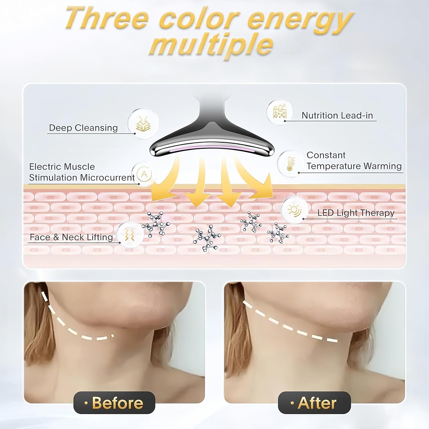 Vegena Face Massager Against Wrinkles, Face Beauty Device, Electric Face Massager Anti-Wrinkle with 3 Modes 45°C Anti-Wrinkle Face Device Skin Tightening Ems Face Care Device Anti-Wrinkle