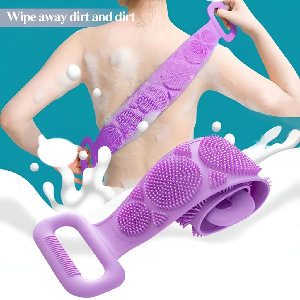 2-in-1 Silicone Bath Brush & Back Scrubber Combo Deal | Body Massage Bath Brush + Silicone Back Scrubber Belt
