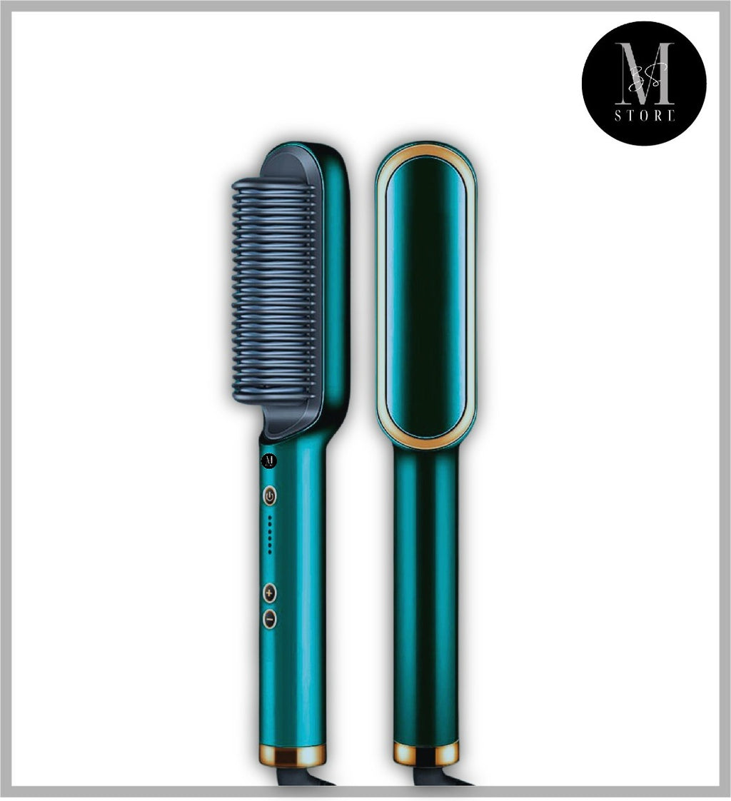 HQT-909B Electric Hair Straightening &amp; Curling Comb/Brush - Dual-Purpose Professional Hair Styler, Non-Damaging Splint, | 2 in 1 Hair Straightener | ( Random Color )