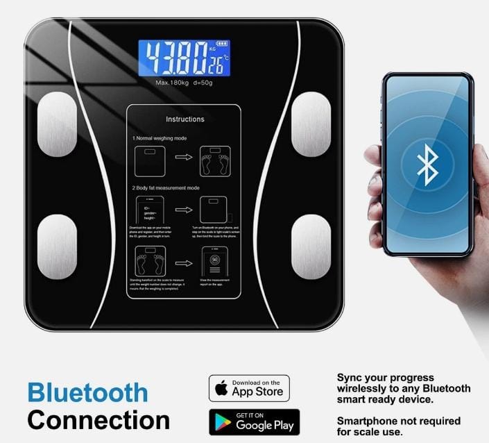Digital Smart Bluetooth Body Weight & BMI Scale Body Fat Scale Smart Wireless Digital Bathroom Weight Scale Body Composition Analyzer With Smartphone App Bluetooth-compatible