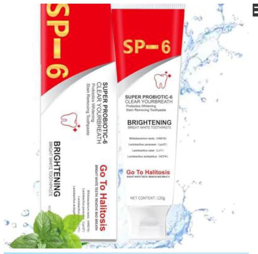 Premium SP-6 Ultra Whitening Probiotic Toothpaste – Advanced Stain Removal & Fresh Breath Oral Care