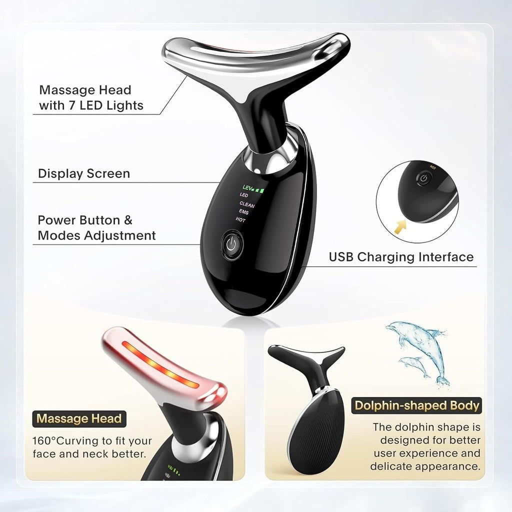 Vegena Face Massager Against Wrinkles, Face Beauty Device, Electric Face Massager Anti-Wrinkle with 3 Modes 45°C Anti-Wrinkle Face Device Skin Tightening Ems Face Care Device Anti-Wrinkle